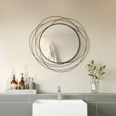 Miroir Mural Rond décoratif pour Salle de Bain, Salon ou Chambre à Coucher - 68,1 x 68,1 cm (1/5)