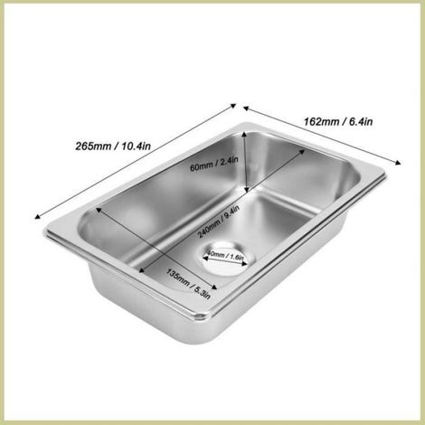 Cocosity Évier en acier inoxydable 304 pour camping-car avec sortie de 40mm, bassin rectangulaire pour cuisine (1/4)