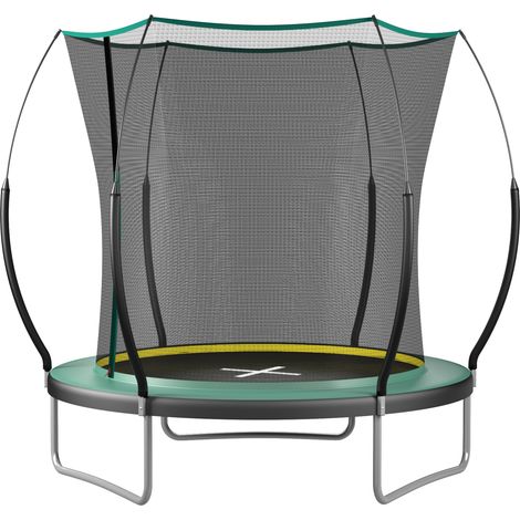 Trampolino da giardino rotondo da 183 cm con rete di sicurezza, verde (1/5)