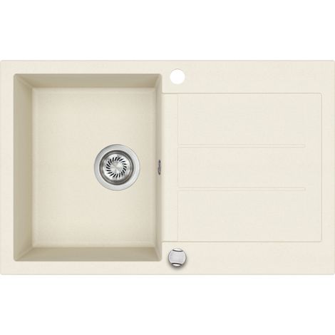 Évier granit beige 78x50 cm – 1 bac réversible avec vidage automatique – Meuble sous évier 45 cm minimum – Équipement inclus – Aquasanita (1/3)
