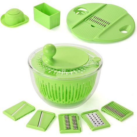 Centrifusor de ensalada 3 en 1 con cuchillas, 5 cuchillas reemplazables / 7.8 x 9.8 pulgadas, Cocina rápida y sencilla / Ahorra tiempo (1/5)