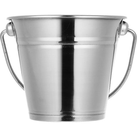 Seau à glace portable en acier inoxydable 1 L avec poignée, pour vin, champagne et bière (argenté)-14.00X14.00X10.00CM-Silver (1/2)