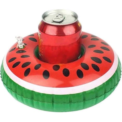 Porte-gobelet gonflable flottant, porte-gobelet en PVC pour piscine, plage, bain, couleur pastèque, maintient les verres de boissons aux fruits, bières et vins à la verticale (1/5)