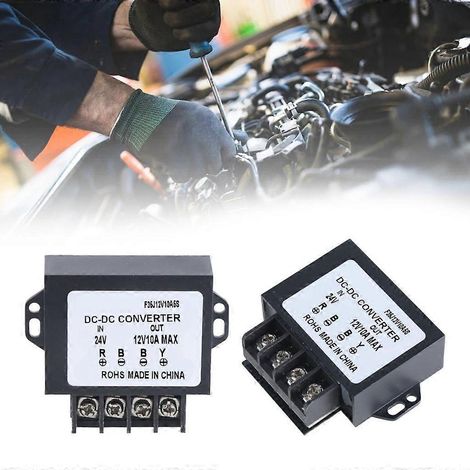 Convertisseur abaisseur DC24V vers 12V 10A pour électronique de camions - Sans soudure (1/4)