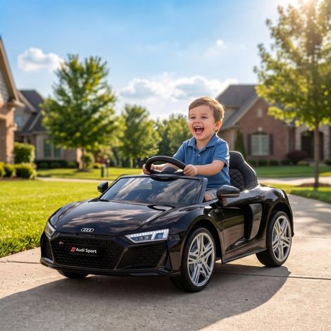 Kinder Elektroauto 12V Kinderauto mit Fernbedienung Lithium-Akku 2 Motor Sanftanlauf Hinterradfederung Schwarz (1/5)