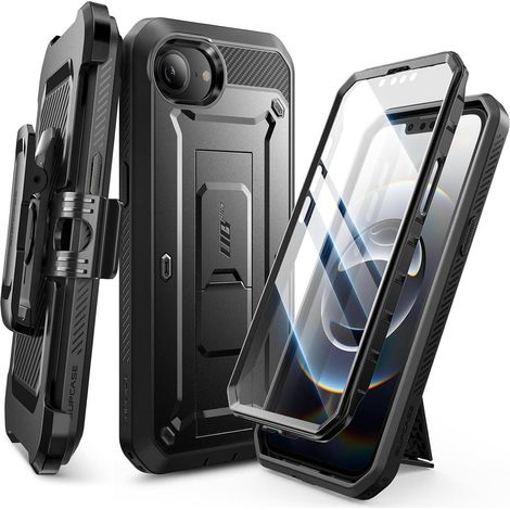 Coque robuste pour iPhone 16e 6.1" avec protection écran, béquille et clip ceinture (1/5)