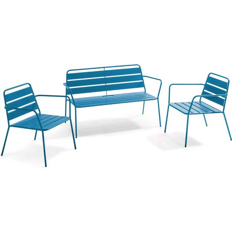 Salon de jardin 4 places en métal bleu pacific - Palavas (1/5)
