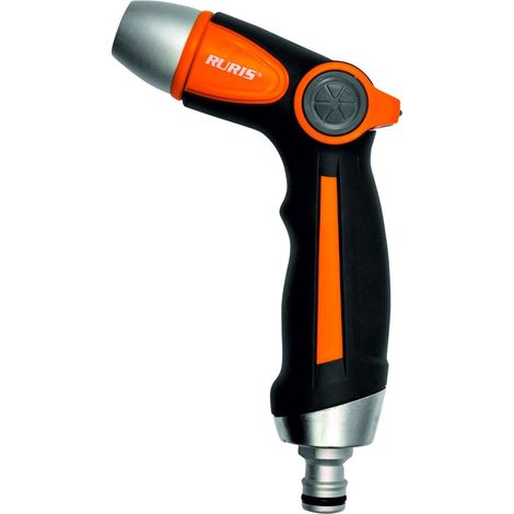 Pistolet d'arrosage RURIS 1071 - Jet puissant concentré - Débit réglable - Compatible tuyaux 12,5 et 19 mm - Zinc et aluminium - 3 accessoires inclus (1/4)