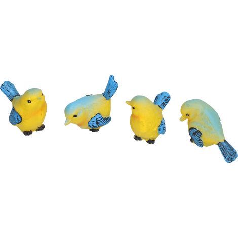4 Mini-Vögel aus Kunstharz, kleine Dekorationen für (1/5)