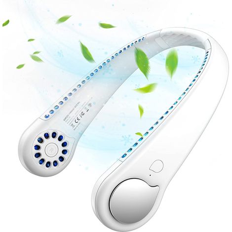 Ventilateur De Cou - Sans Hélice - 48 Sorties D'Air - Batterie Rechargeable 1800 Mah - 3 Vitesses Réglables - Pour Bureau Voyage Sport Extérieur (1/5)