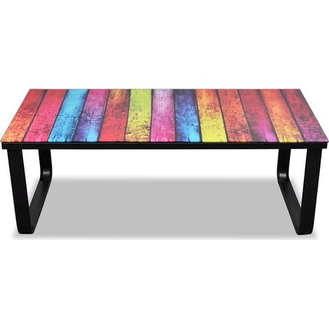 Maison Exclusive - Couchtisch mit Glasplatte Regenbogen-Aufdruck (1/5)
