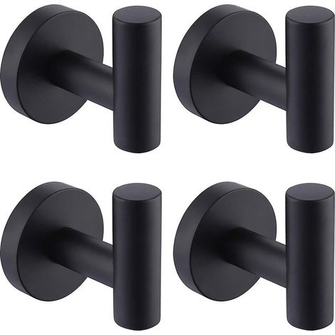 LangRay Crochet à Serviette Noir Pour Douche Cuisine Robe Crochets à Manteau Porte-Serviette Mural 304 Acier Inoxydable Mat Noir 4 Pack (1/5)