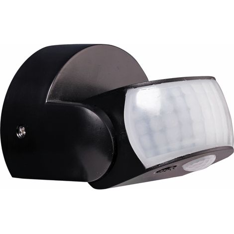 Détecteur de mouvement infrarouge noir, IP65, portée 12m, angle detect. 180°, garantie 5 ans - Tibelec (1/5)