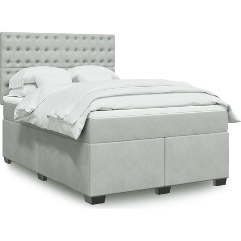 Boxspringbett mit Matratze Hellgrau 140x200 cm Samt