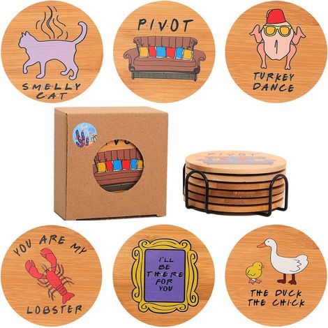 Paquet 6 dessous de verre Friends en bambou cadeau (1/5)