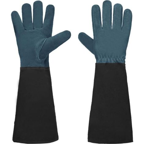 Gardening Gloves (Unisex) — Puncture-Resistant Cowhide Material, Ideal for Pruning Roses and Blackberries, Features Extended Arm Protection