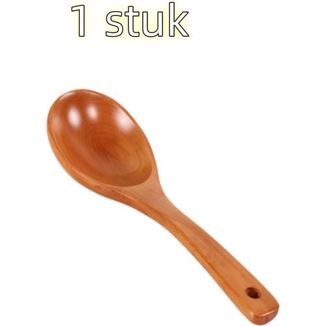 pièce - Louche à soupe - Cuillère en bois - Cuillère à soupe/porridge - Cuillère ménagère portable - Convient à la vaisselle de tous les jours - 24,5 cm x 7,5 cm - Marron (1/5)