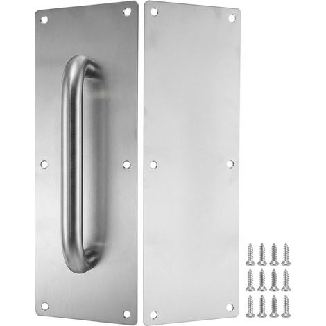 2 Pcs Poignée de Porte Coulissante et Plaque de Poussée en Inox, 30x10cm Poignée de Tirage pour Porte Intérieure, Garage, Grange, Bureau, Commerciale Avec Vis (1/5)