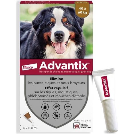 Advantix Hund Lösung Antiparasitär Sehr große Rasse 40 bis 60kg 4 Pipetten