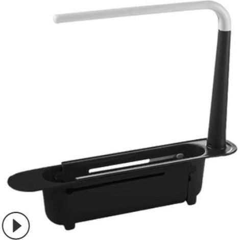 Escurridor telescópico para fregadero, cesta telescópica 2 en 1 para almacenamiento y escurrido, apta para fregaderos de cocina (negro). (1/5)