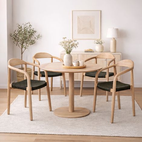 Lot de 4 chaises en bois d'eucalyptus et cordage kaki - EALA (1/5)