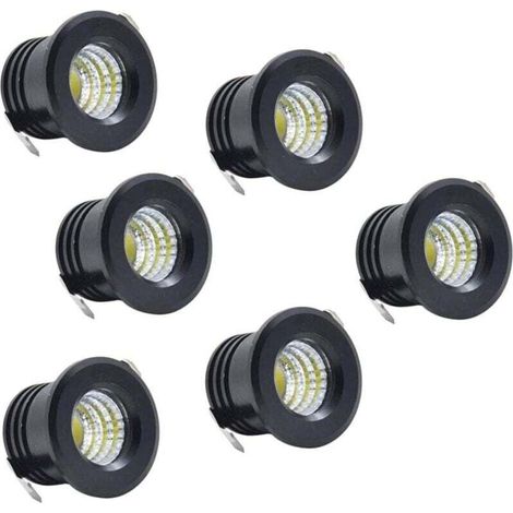 Set di 6 mini faretti LED da incasso a soffitto, neri, mini faretti LED per luci a soffitto per armadi, 3W, bianco caldo -Crezuo