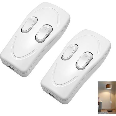 2 Pcs Dual Control Switch for Lamp and Floor Lamp, 2-Way Control Lamp, Two-Way Push Button for Two Independent Circuits Control, AC 110-250V 3A, White (1/5)