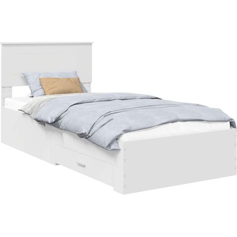 Maison Exclusive - Cadre de lit avec tiroir Blanc 90 x 190 cm Bois d'ingénierie (1/5)