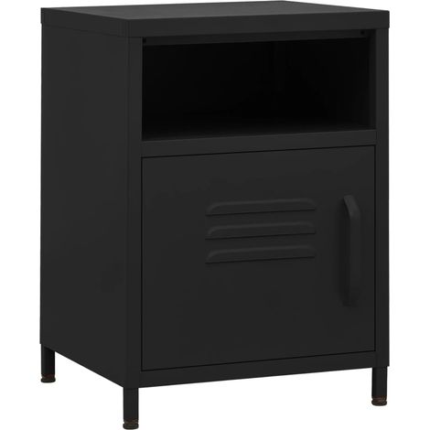 Comodino con ripiano aperto con anta 35 x 35 x 51 cm acciaio nero DEC034361