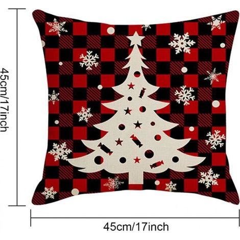 Housse de Coussin - Noël - 45x45 cm - 4 pièces - Motifs Père Noël et Wapiti (1/4)