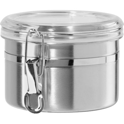 Barattolo da cucina in acciaio inox, 770 ml (26 fl oz), con coperchio ermetico e finestra trasparente. Ideale per conservare alimenti e prodotti in cucina e dispensa. Dimensioni: 12,7 cm x 8,9 cm (5 p