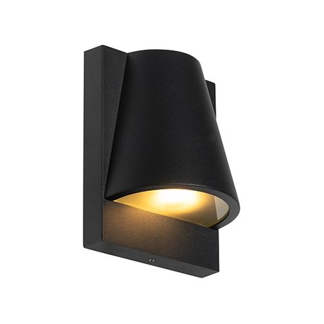QAZQA Appliques femke - Industriale - Alluminio,Vetro - Nero - Tondo Max. 1 x Watt