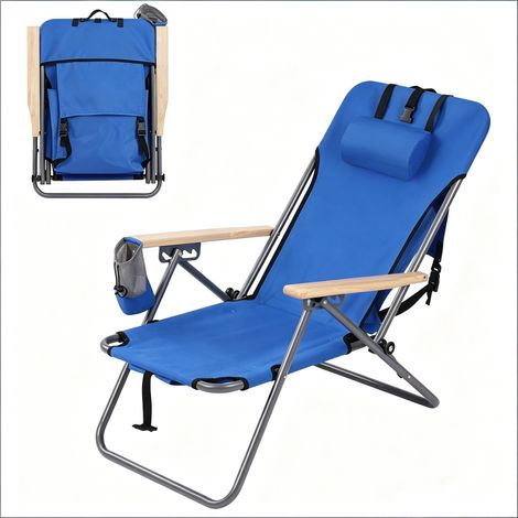 CAIziChaise lounge pliante, chaise de pique-nique, chaise de jardin avec dossier réglable en 4 positions (uniquement la chaise) (1/5)
