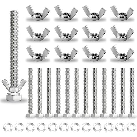 36 Pièces Écrou Papillon M5 50MM Boulons Hexagonaux Acier écrous rondelles Plates Pour Meubles, Automobile Et Machinerie (1/5)