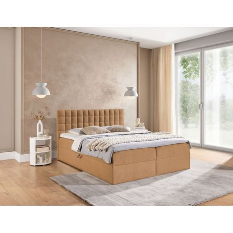 Boxspringbett Schlafzimmerbett TORIBO 200x220cm Stoff Coral Apricot (1/5)