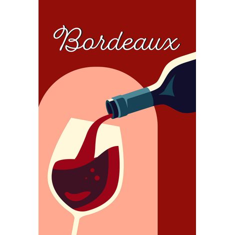 Tableau sur toile illustration vin de Bordeaux 30x45 cm - Impression sur Toile Murale Décorative - Image imprimée en HD sur Toile - Toile sur Châssis en Bois FSC - Fabriqué en France (1/5)