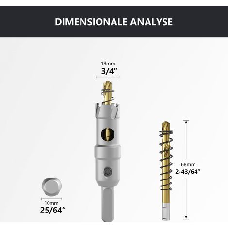 Scie-cloche en carbure de tungstène haute performance, coupe-trous TCT. Acier inoxydable et grille métallique sont le choix idéal (19mm) (1/5)