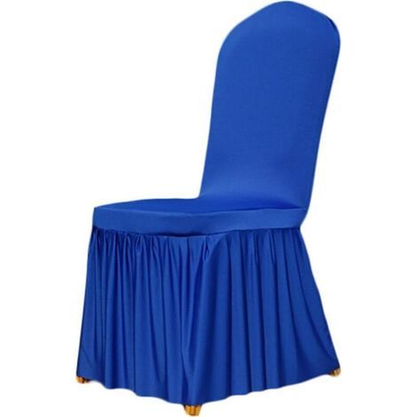 1 x housses de chaise de salle à manger en Spandex extensible court amovible, housse de siège de chaise de banquet pour hôtel et cérémonie de mariage, lavable (bleu saphir) (1/5)