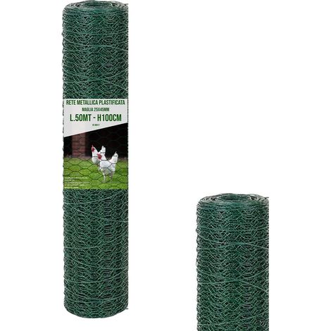 Rete Metallica Plastificata Esagonale Per Recinzione Reti Per Pollaio Pollame Animali Piante Recinzioni Conigli Filo Giardino Senza Corrente Verde Altezza 100 Cm Maglia Da 25 Mm Lunghezza 50 M (1/3)