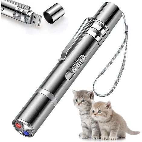 Puntatore laser ricaricabile per gatti, ideale per interni, con 7 aste regolabili, luce rossa, giocattolo interattivo per gatti e topi. (1/5)