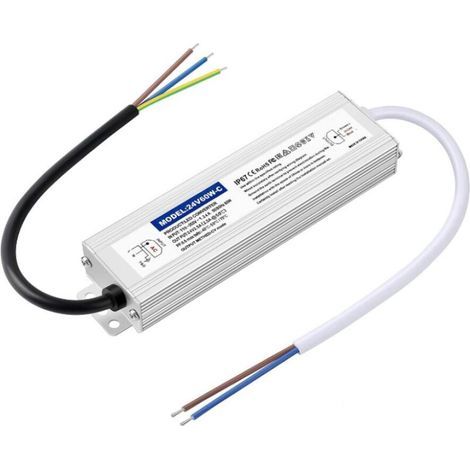 Transformateur LED 24V, LED Driver 60W, Alimentation 2.5A étanche IP67, Transfo 220V à 24V DC Pour l'éclairage Intérieur et Extérieur