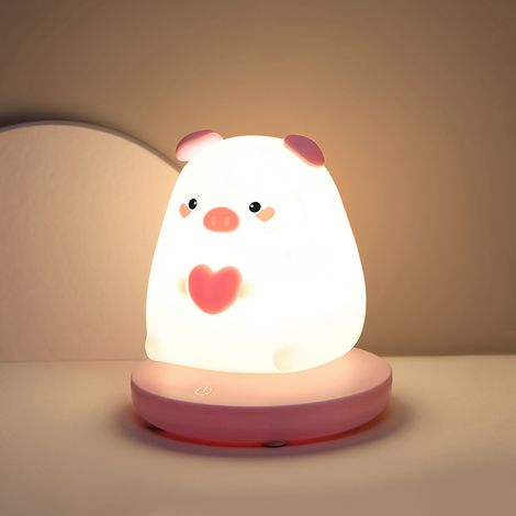 MINKUROW Luce Notturna A Led Per Bambini, Luce Notturna In Morbido Silicone Con Sensore Touch, Lampada Da Comodino Usb Ricaricabile Per Compleanno Ufficio Camera Da Letto (1/4)