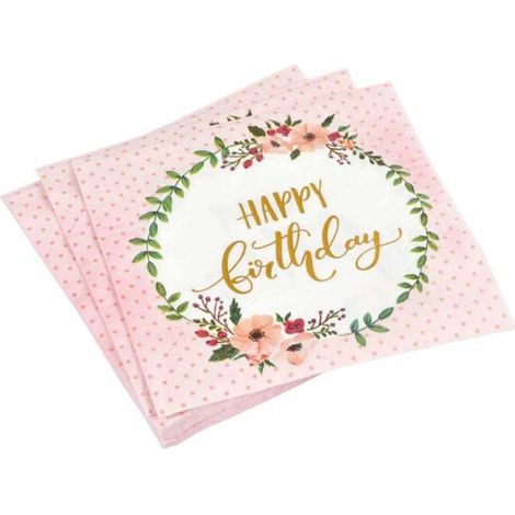20 serviettes en papier 33 x 33 cm joyeux anniversaire