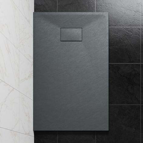 NRG 1200 x 700mm SMC Anthracite Rectangle Slate Effect Bathroom Shower Tray