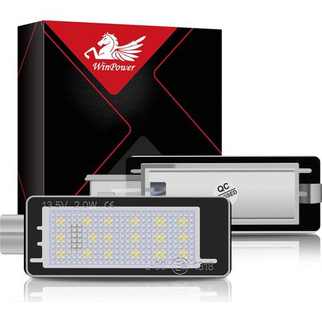 Ampoule d'éclairage de plaque d'immatriculation 18 SMD Blanc LED Sans erreur Arrière Lampe pour Laguna Espace Scenic Modus Clio Captur Fluenc ect., 2 Pièces (1/3)