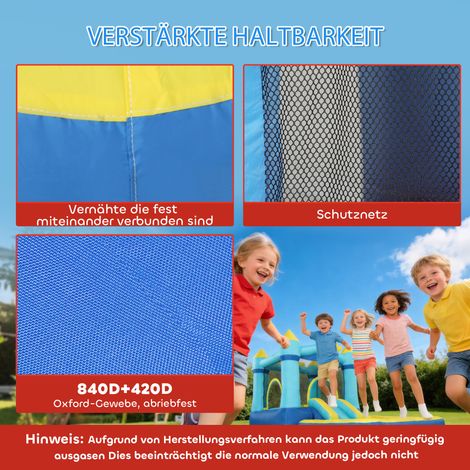 Château gonflable avec souffleur, toboggan, trampoline, piscine à balles/pataugeoire, pistolet à eau, 364x173x182 cm, bleu (1/5)