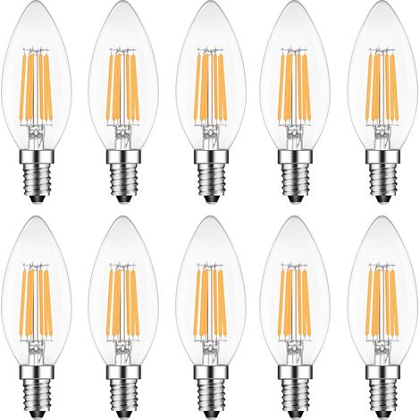 Lot de 10 ampoules LED E14 6 W, équivalent ampoule à incandescence 60 W, blanc chaud 2700 K, 600 lm, non dimmable [Classe énergétique A+]