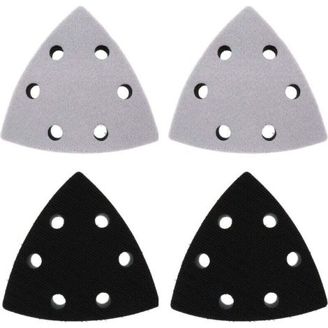 4 Pièce Triangulaire Tampon de Ponceuse de Remplacement, 90 x 90 x 90 mm Tampon de Remplacement de Ponceuse, 6 Trous Triangles Ponceuses de Tampon de Remplacement(Noir) (1/4)