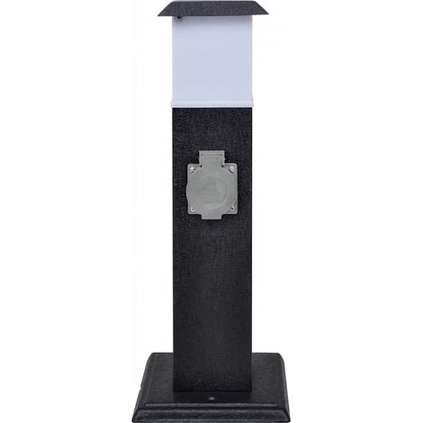 vidaXL Columna con enchufes y lámpara para el jardín negra (1/2)