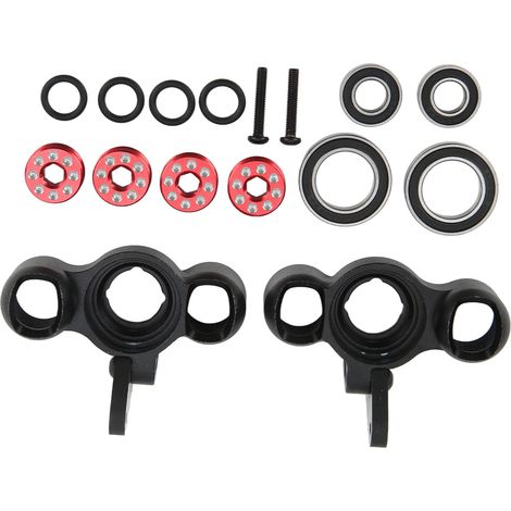 Paire de coupelles de direction avant en alliage d'aluminium pour voiture RC Arrma Karton 1/8, avec roulements agrandis, noir et rouge. (1/5)